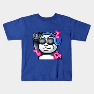 Panda music twitch emote, bear headphone sub emoji, kawaii cute animals, metalhead, rock, trap, party Kids T-Shirt